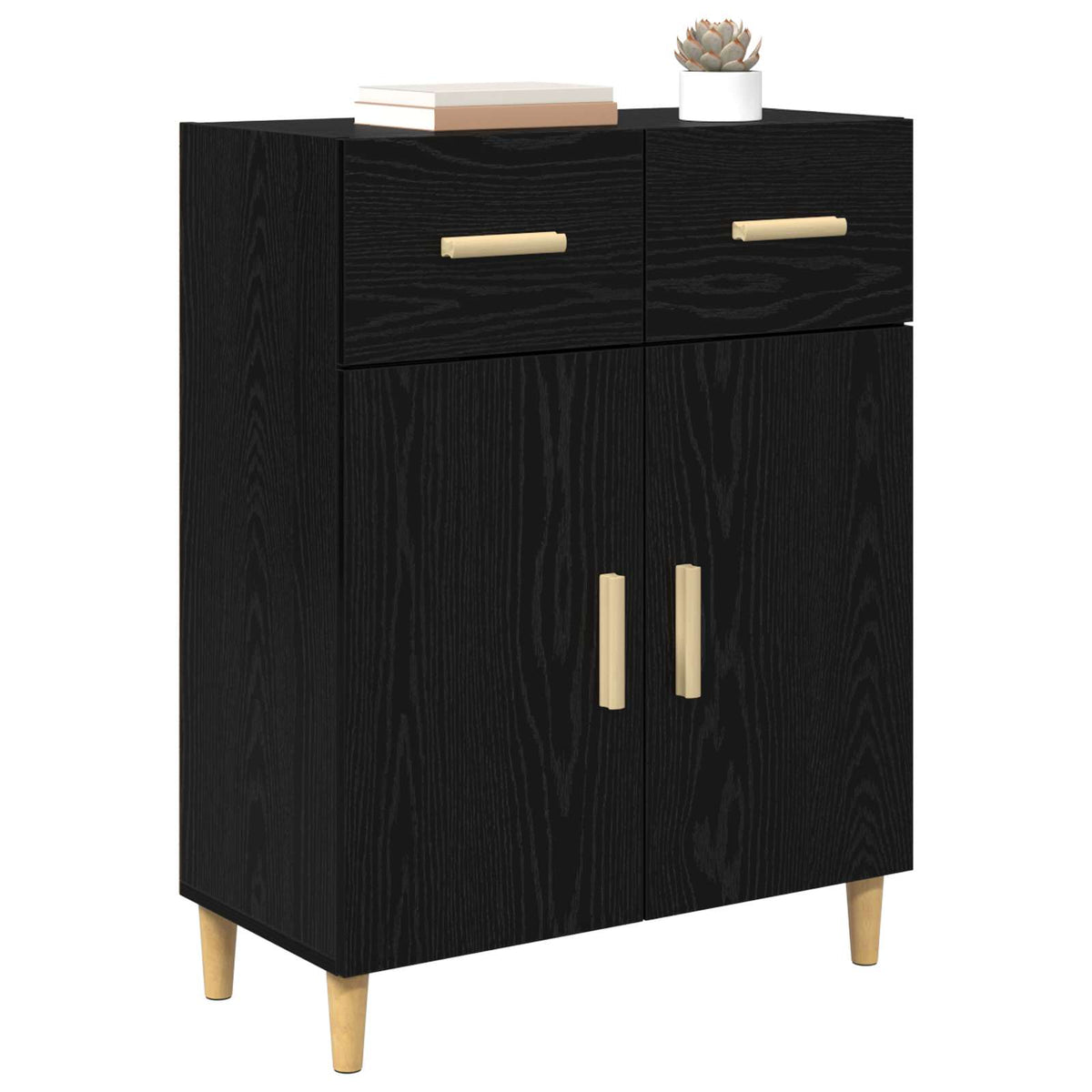 Vidaxl dressoir zwart eiken 34 x 69.5 x 89 cm bewerkt hout