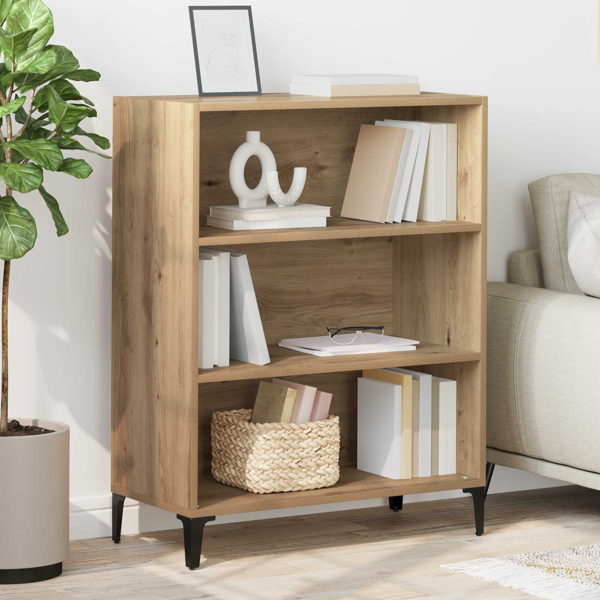 Vidaxl dressoir artisan eiken 69,5 x 32,5 x 90 cm bewerkt hout