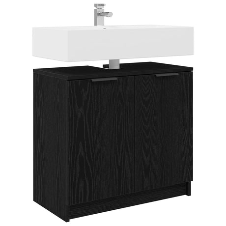Vidaxl badkamer kast zwart eiken 64,5 x 33,5 x 59 cm bewerkt hout