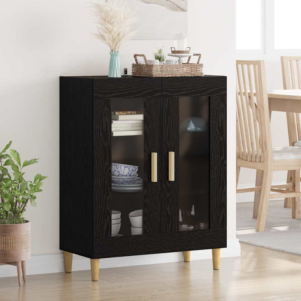 Vidaxl dressoir zwart eiken 69,5 x 34 x 90 cm bewerkt hout