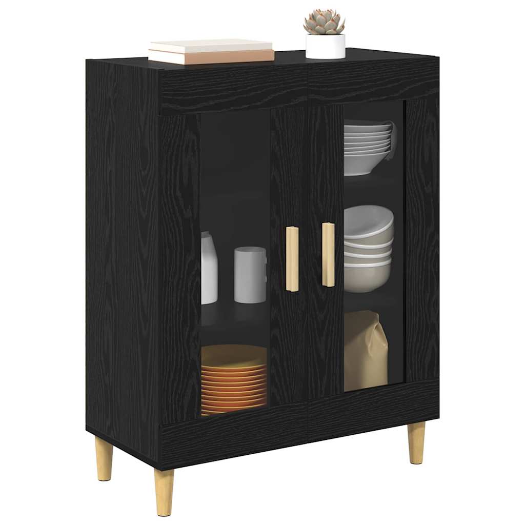 Vidaxl dressoir zwart eiken 69,5 x 34 x 90 cm bewerkt hout