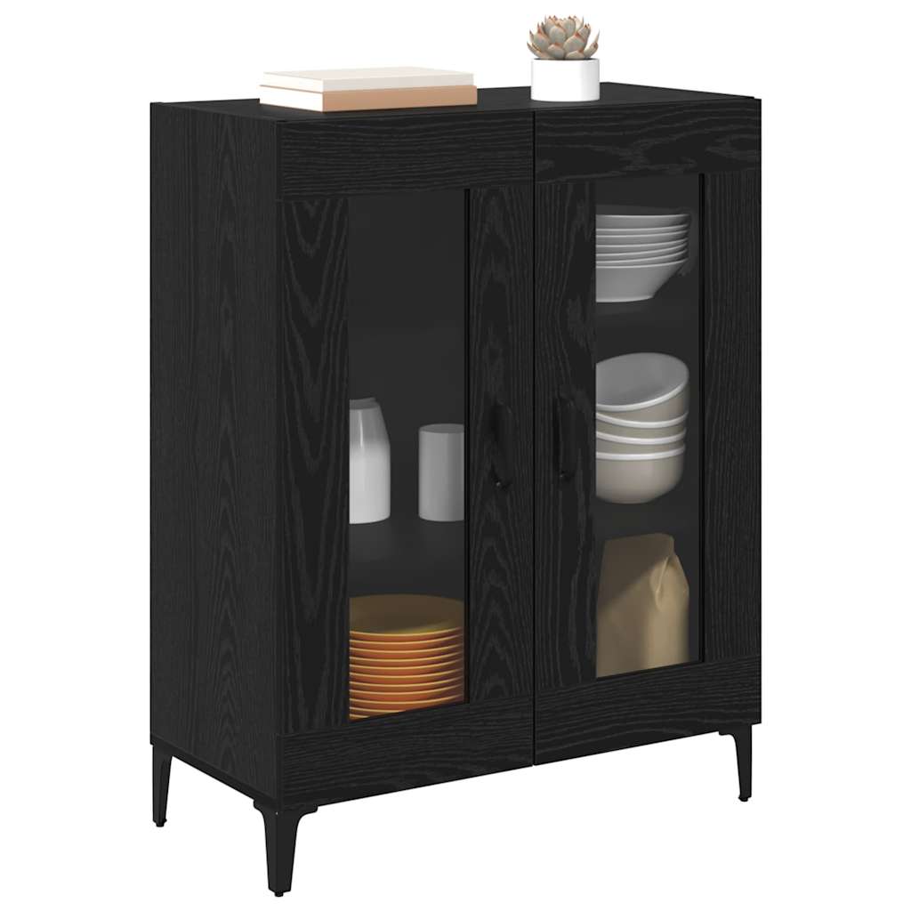 Vidaxl dressoir zwart eiken 69,5 x 34 x 90 cm gemonteerd hout en ijzer