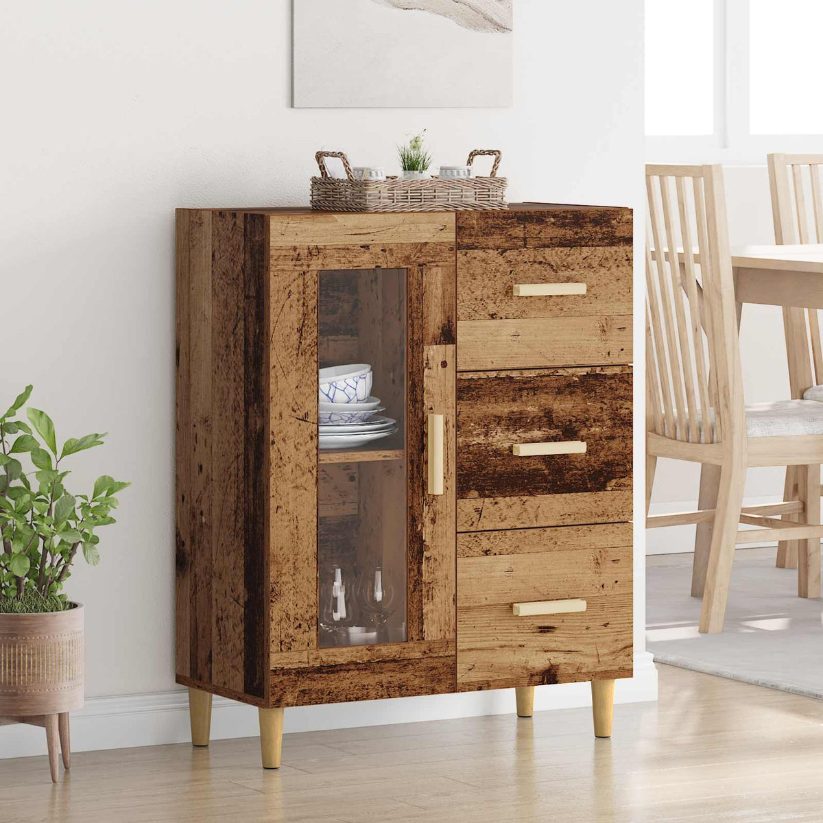 Vidaxl dressoir oud hout 69,5 x 34 x 90 cm bewerkt hout