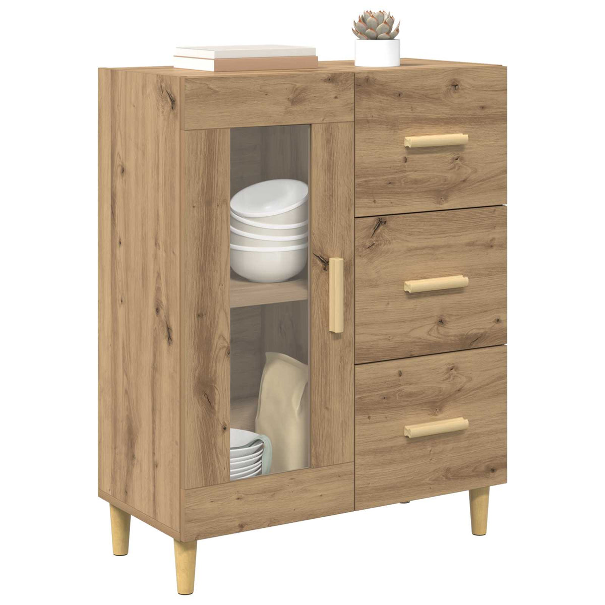 Vidaxl dressoir artisan eiken 69,5 x 34 x 90 cm bewerkt hout