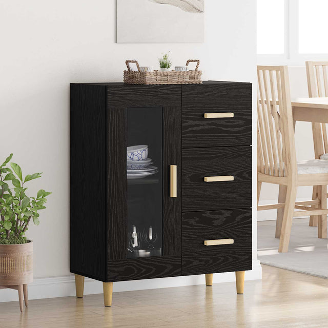 Vidaxl dressoir zwart eiken 69,5 x 34 x 90 cm bewerkt hout