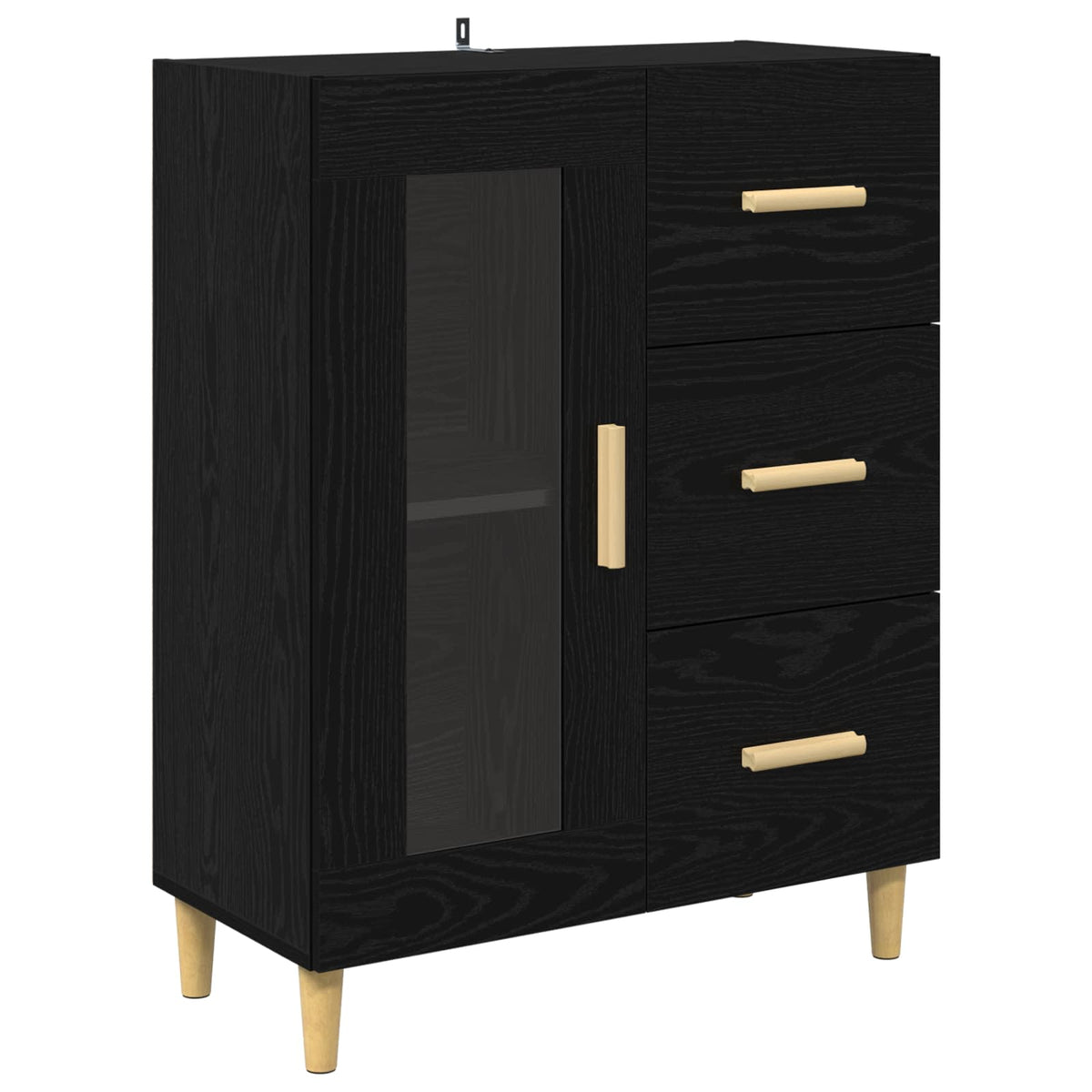 Vidaxl dressoir zwart eiken 69,5 x 34 x 90 cm bewerkt hout