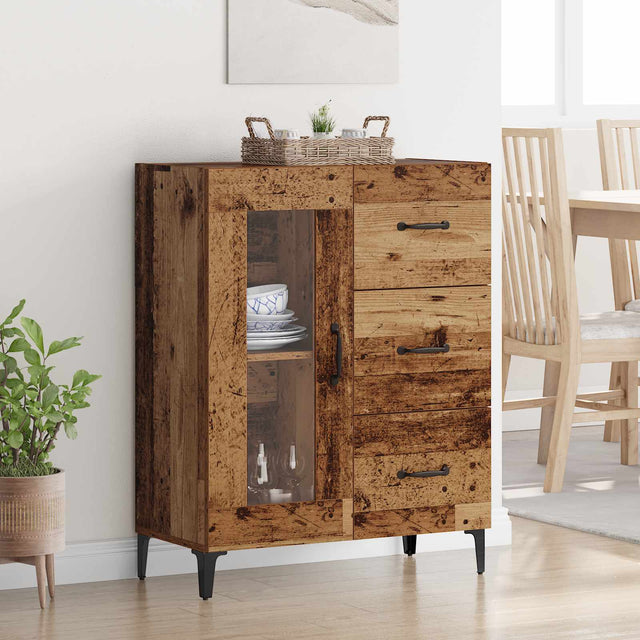 Vidaxl dressoir oud hout 69,5 x 34 x 90 cm gemonteerd hout en ijzer