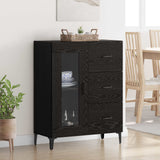 Vidaxl dressoir zwart eiken 69,5 x 34 x 90 cm gemonteerd hout en ijzer