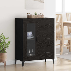 Vidaxl dressoir zwart eiken 69,5 x 34 x 90 cm gemonteerd hout en ijzer