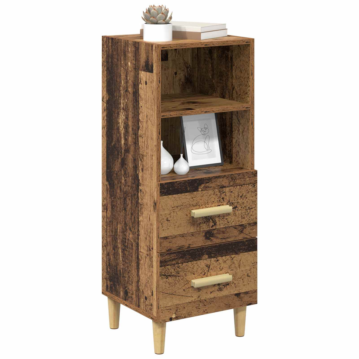 Vidaxl dressoir oud hout 34 x 34.5 x 90 cm bewerkt hout