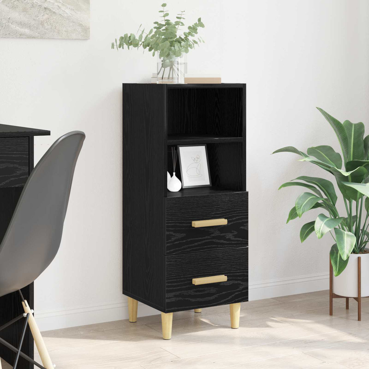 Vidaxl dressoir zwart eiken 34 x 34.5 x 90 cm bewerkt hout