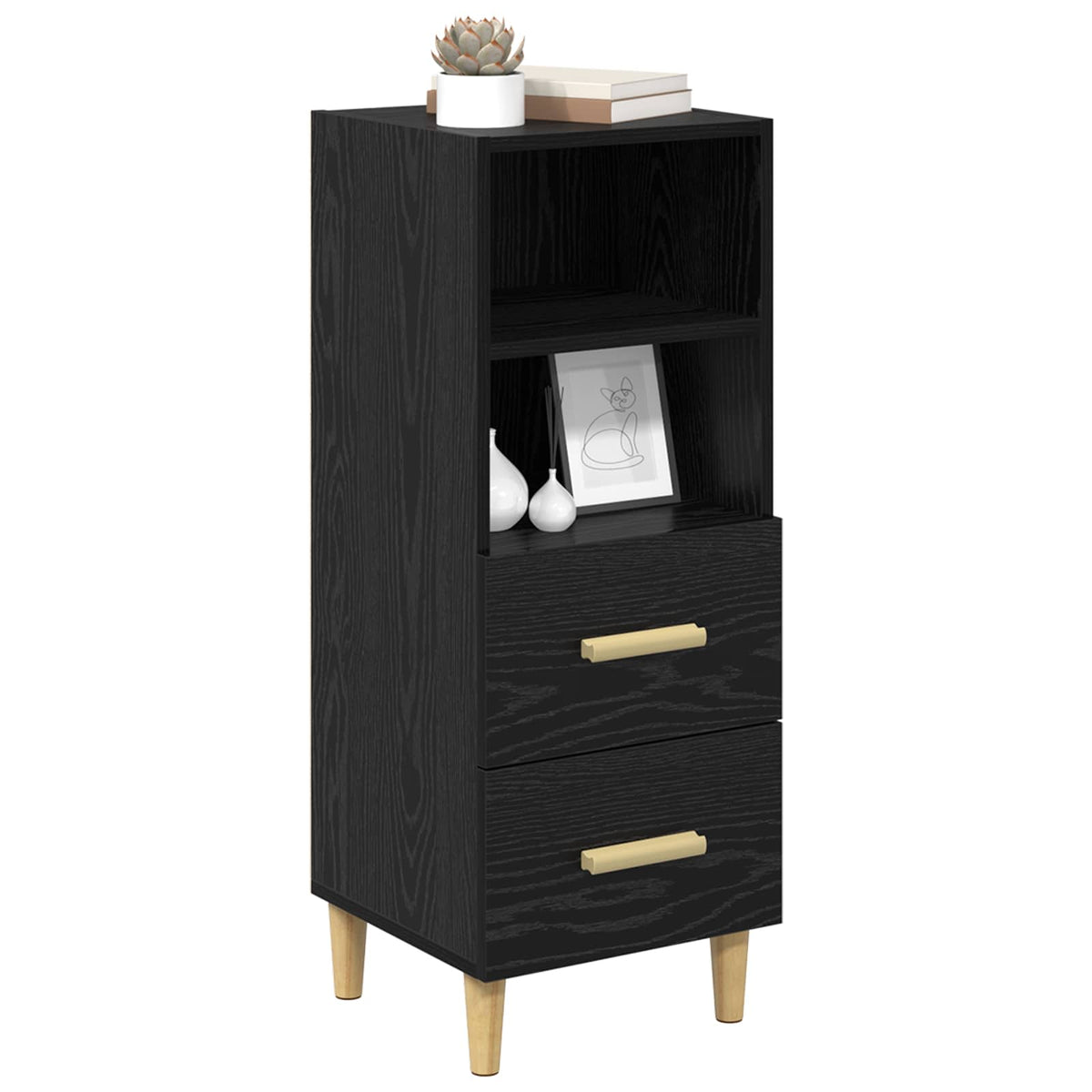 Vidaxl dressoir zwart eiken 34 x 34.5 x 90 cm bewerkt hout