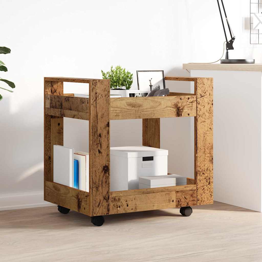 Vidaxl bureau trolley oud hout 60 x 45 x 60 cm bewerkt hout