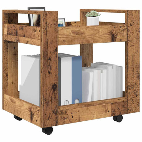 Vidaxl bureau trolley oud hout 60 x 45 x 60 cm bewerkt hout