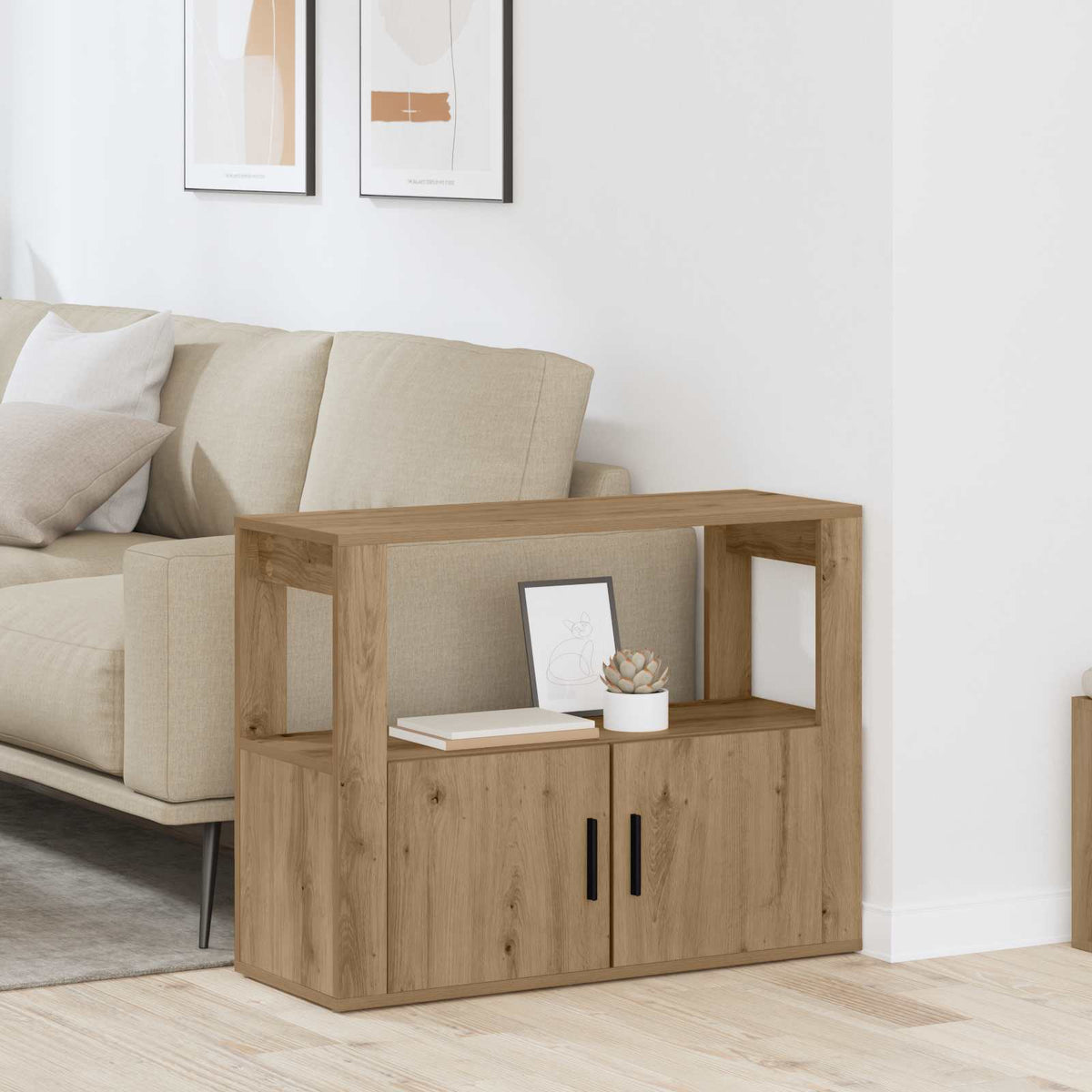 Vidaxl dressoir artisanaal eikenkleurig 80 x 30 x 60 cm bewerkt hout