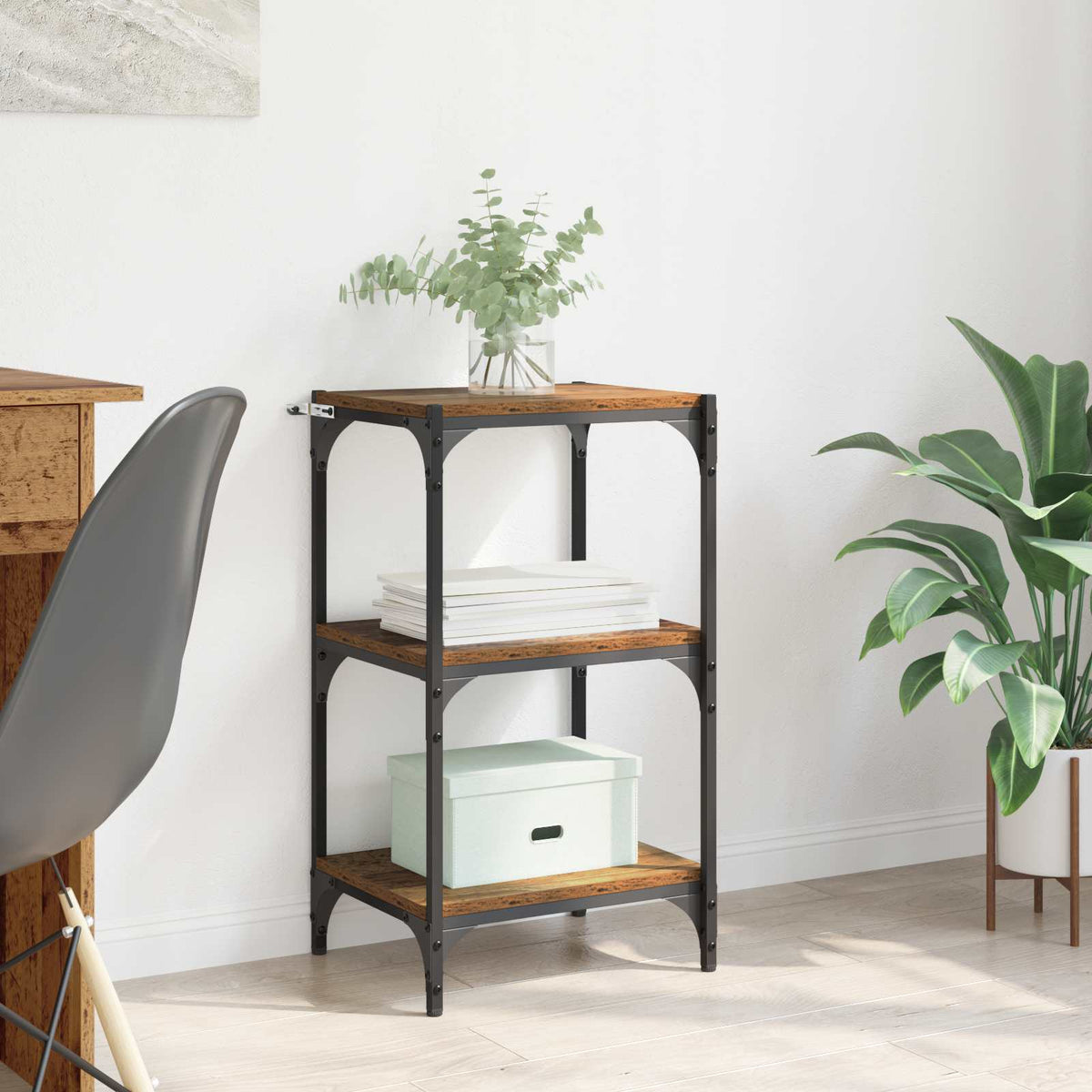 Vidaxl boekenkast oud hout 40 x 33 x 70,5 cm gemonteerd hout en ijzer
