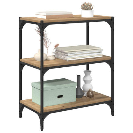 Vidaxl boekenkast 3-laags 60 x 33 x 70,5 cm gemonteerd hout en ijzer