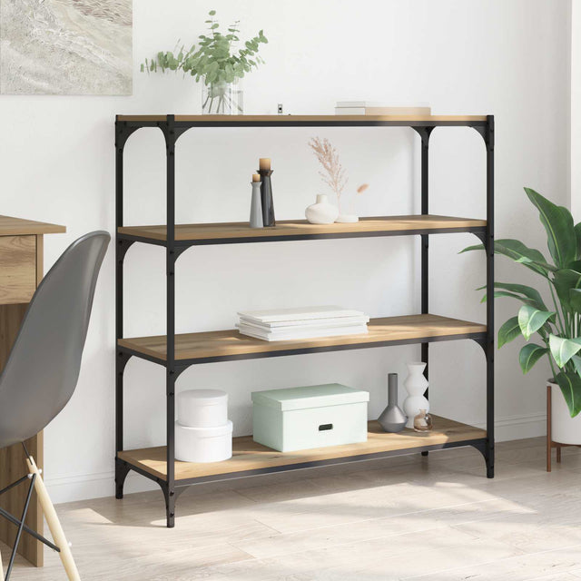 Vidaxl boekenkast 3-laags 100 x 33 x 100 cm gemonteerd hout en ijzer