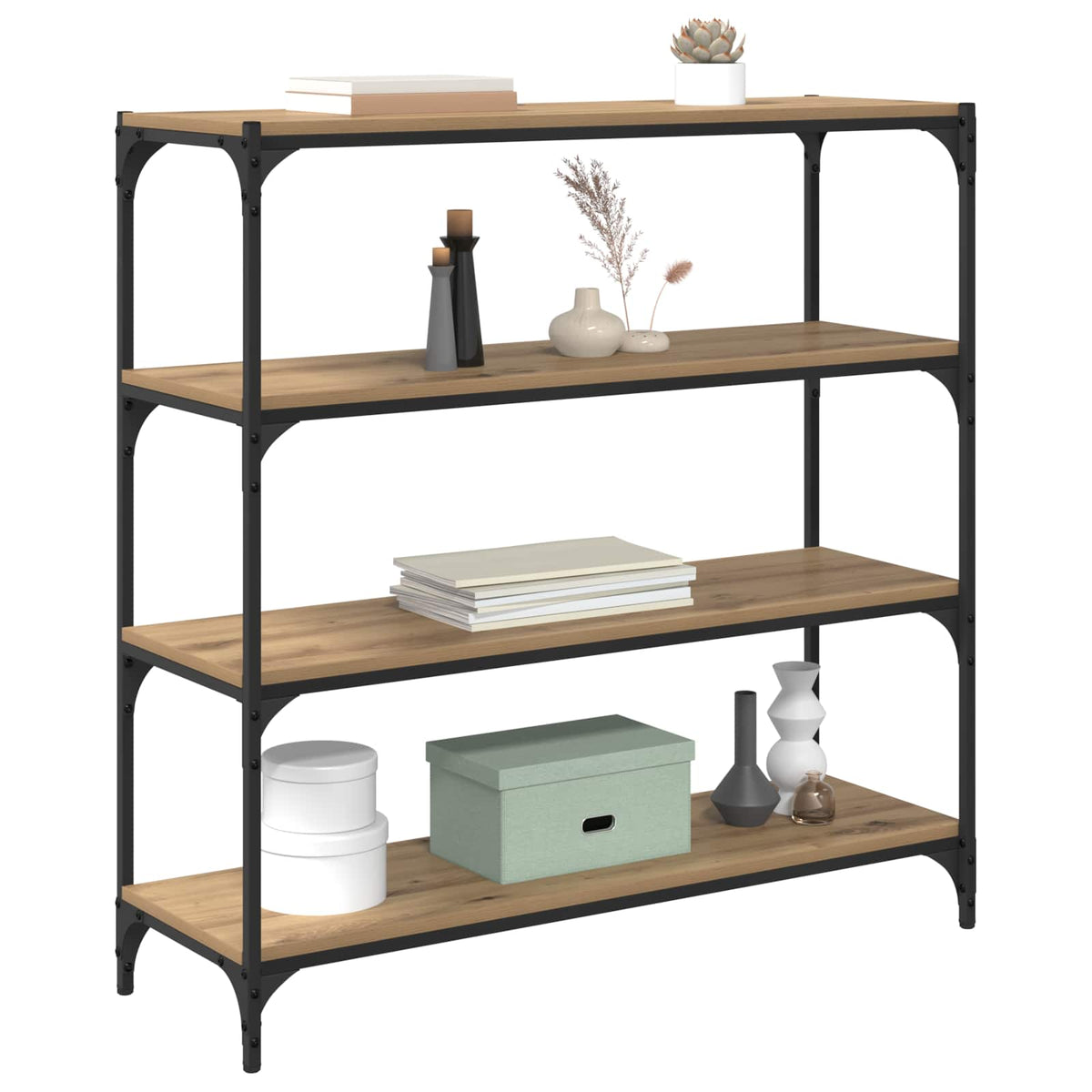 Vidaxl boekenkast 3-laags 100 x 33 x 100 cm gemonteerd hout en ijzer