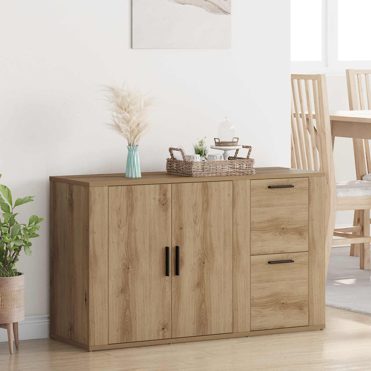 Vidaxl dressoir artisan eiken 100 x 33 x 59.5 cm bewerkt hout