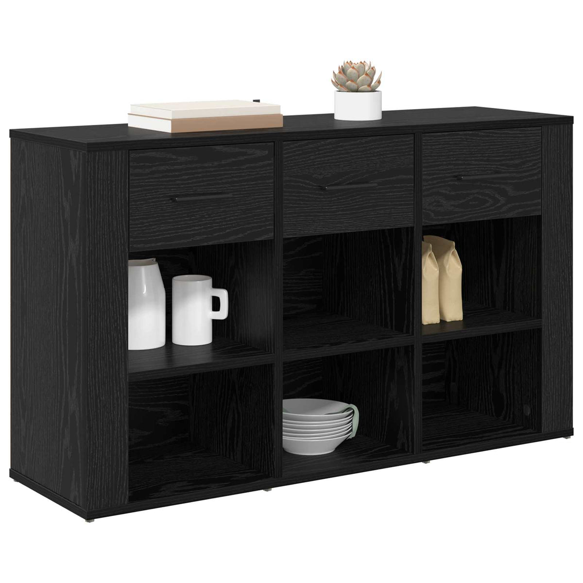 Vidaxl dressoir zwart eiken 100 x 30 x 59,5 cm bewerkt hout