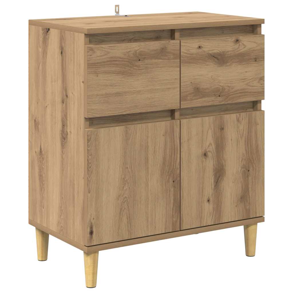 Vidaxl dressoir artisan eiken 60 x 35 x 70 cm bewerkt hout