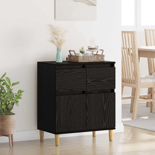 Vidaxl dressoir zwart eiken 60 x 35 x 70 cm bewerkt hout