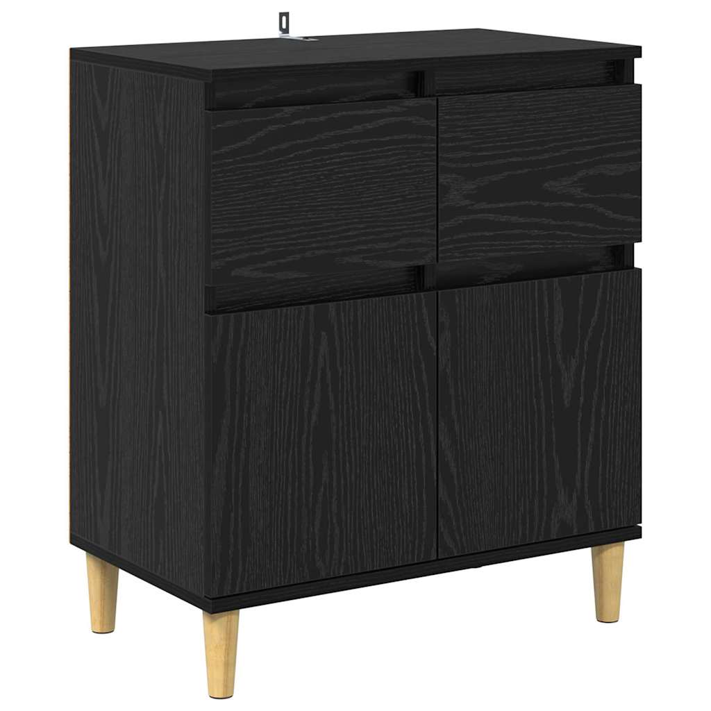 Vidaxl dressoir zwart eiken 60 x 35 x 70 cm bewerkt hout