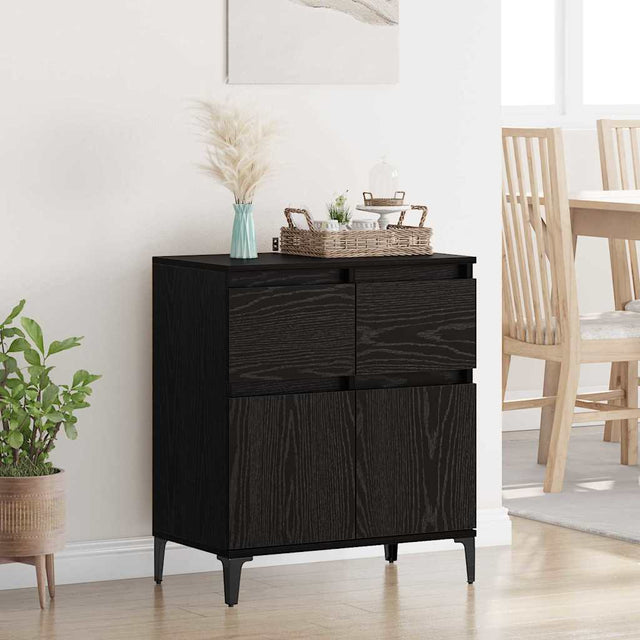 Vidaxl dressoir zwart eiken 60 x 35 x 70 cm gemonteerd hout en ijzer