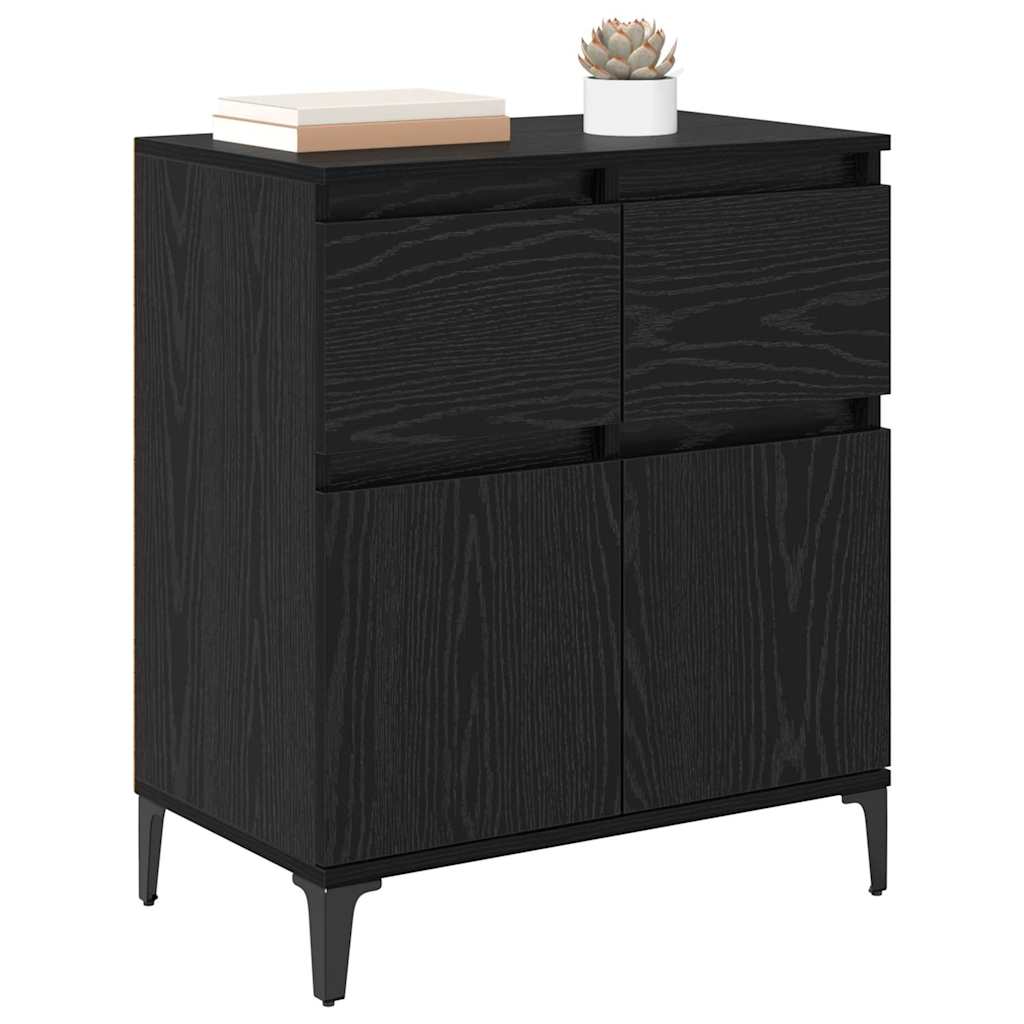 Vidaxl dressoir zwart eiken 60 x 35 x 70 cm gemonteerd hout en ijzer