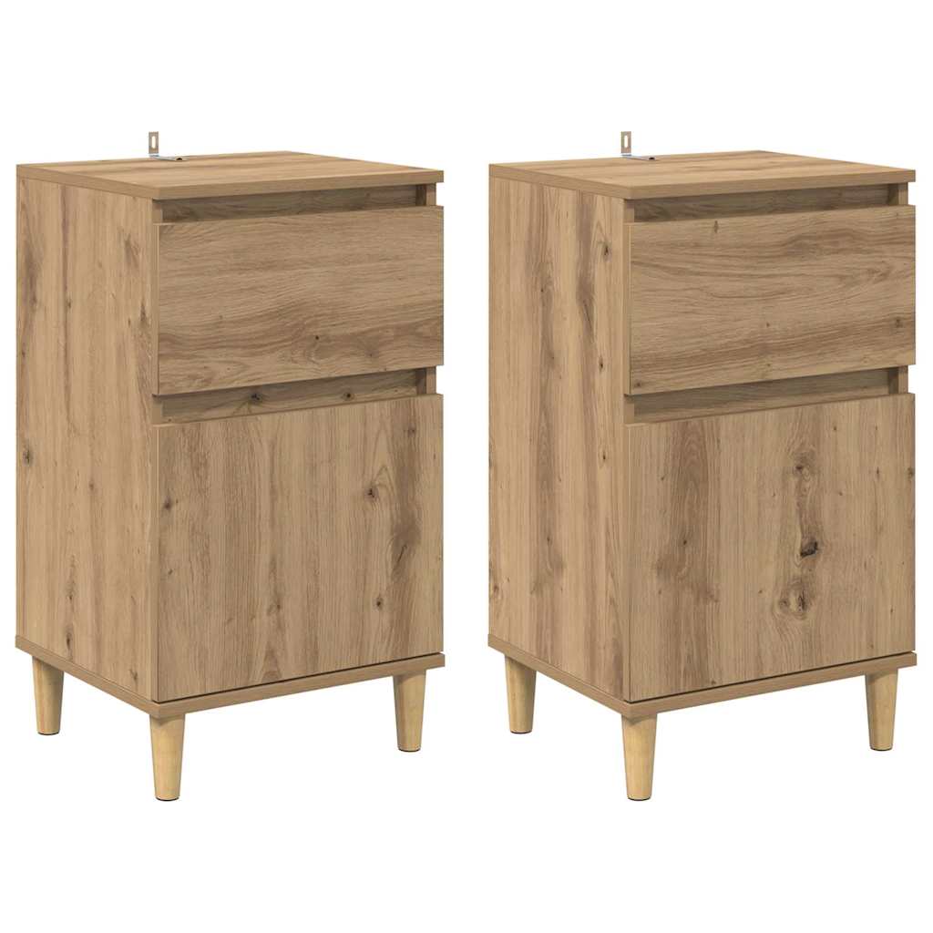 Vidaxl nachtkastje 2 st artisan eiken 40 x 35 x 70 cm bewerkt hout
