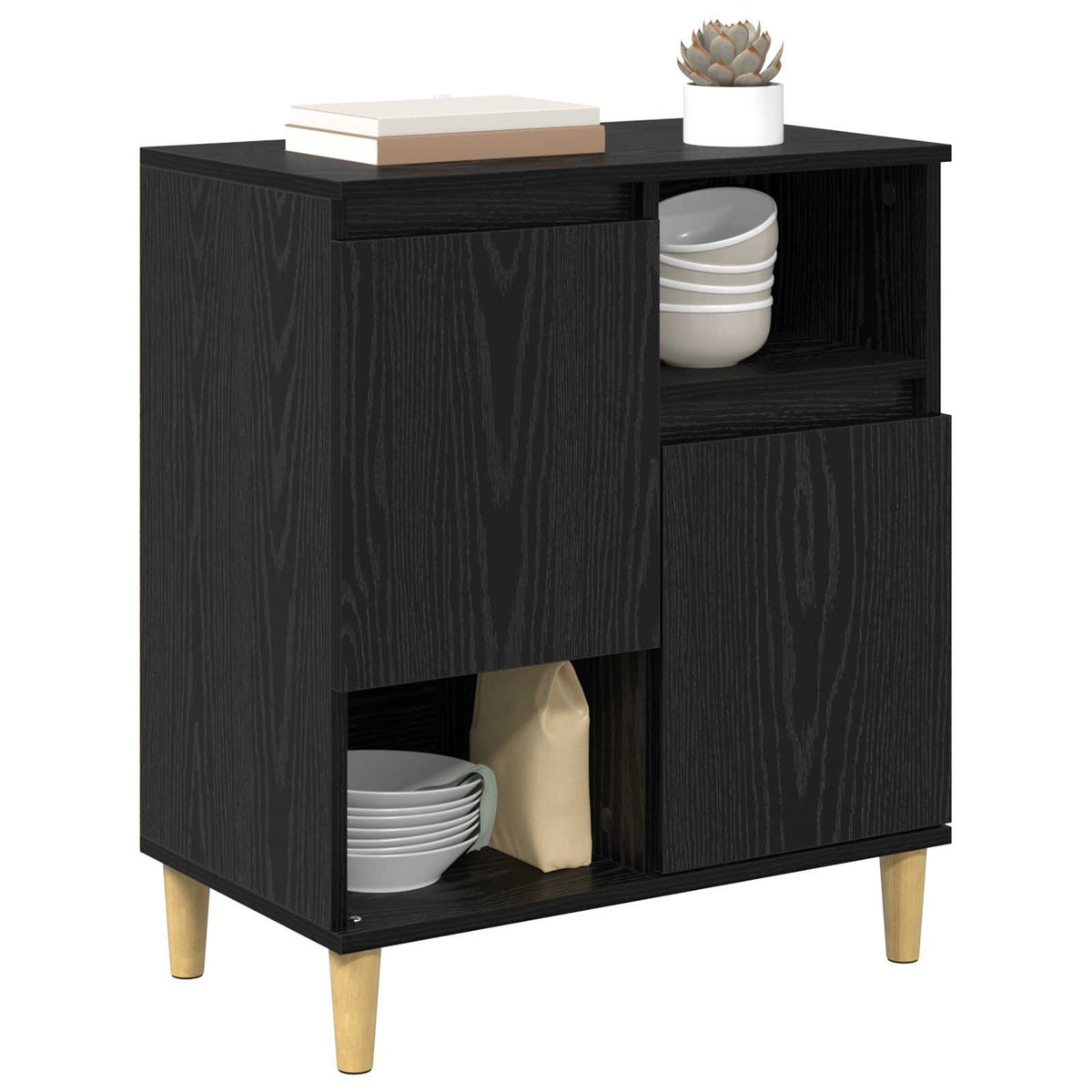 Vidaxl dressoir zwart eiken 35 x 60 x 70 cm bewerkt hout
