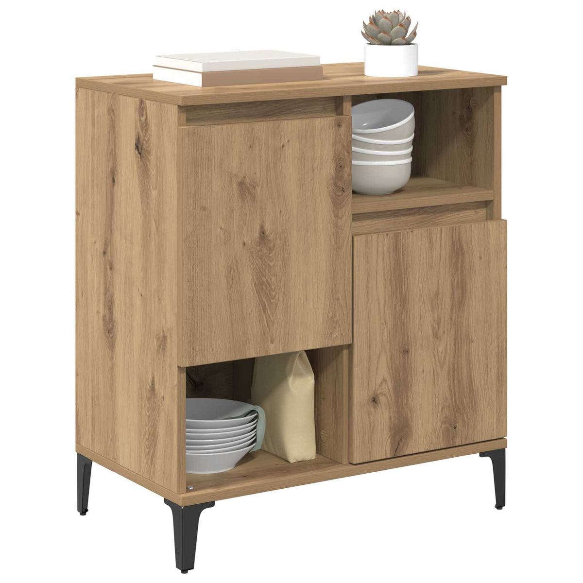 Vidaxl dressoir artisan eiken 60 x 35 x 70 cm bewerkt hout