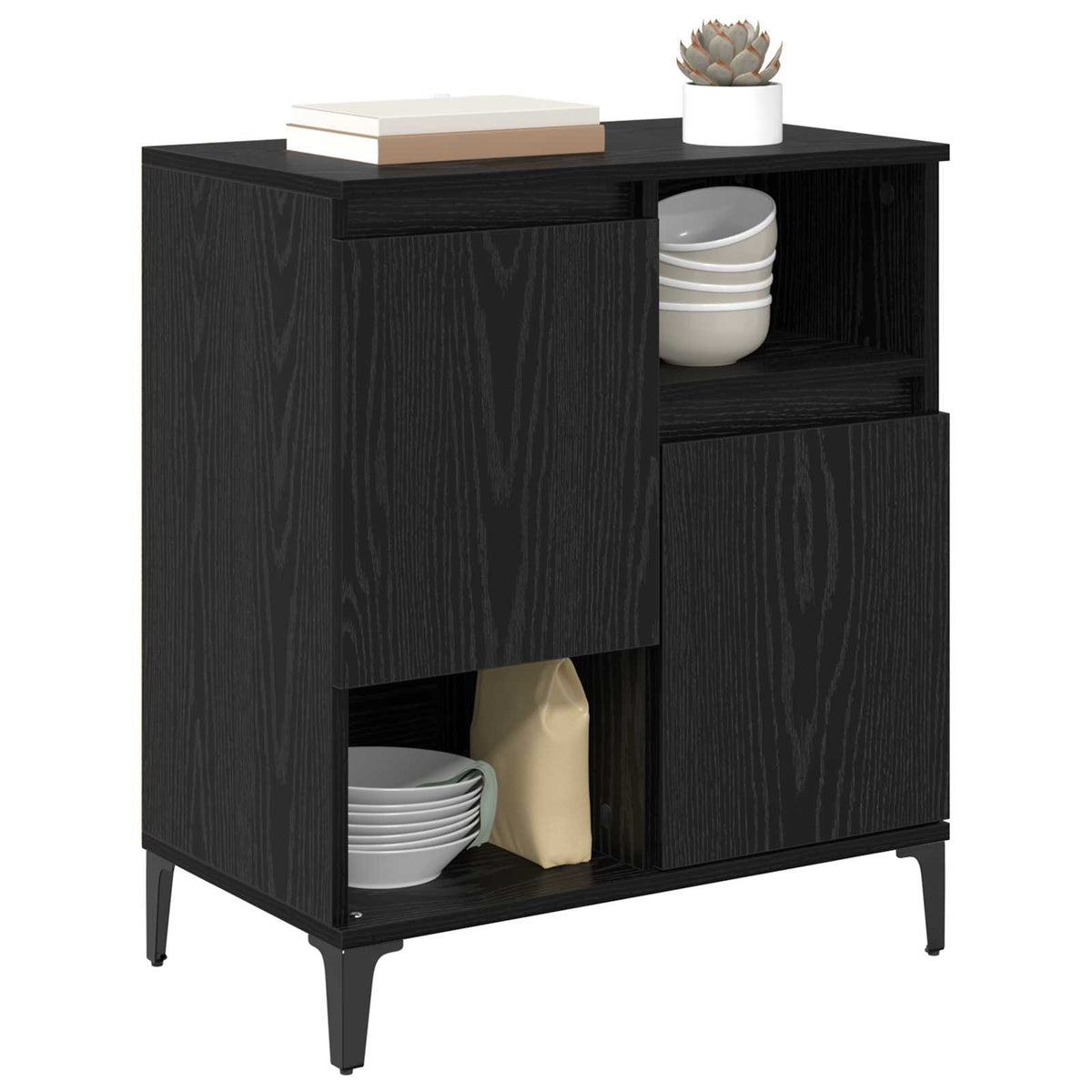 Vidaxl dressoir zwart eiken 60 x 35 x 70 cm bewerkt hout