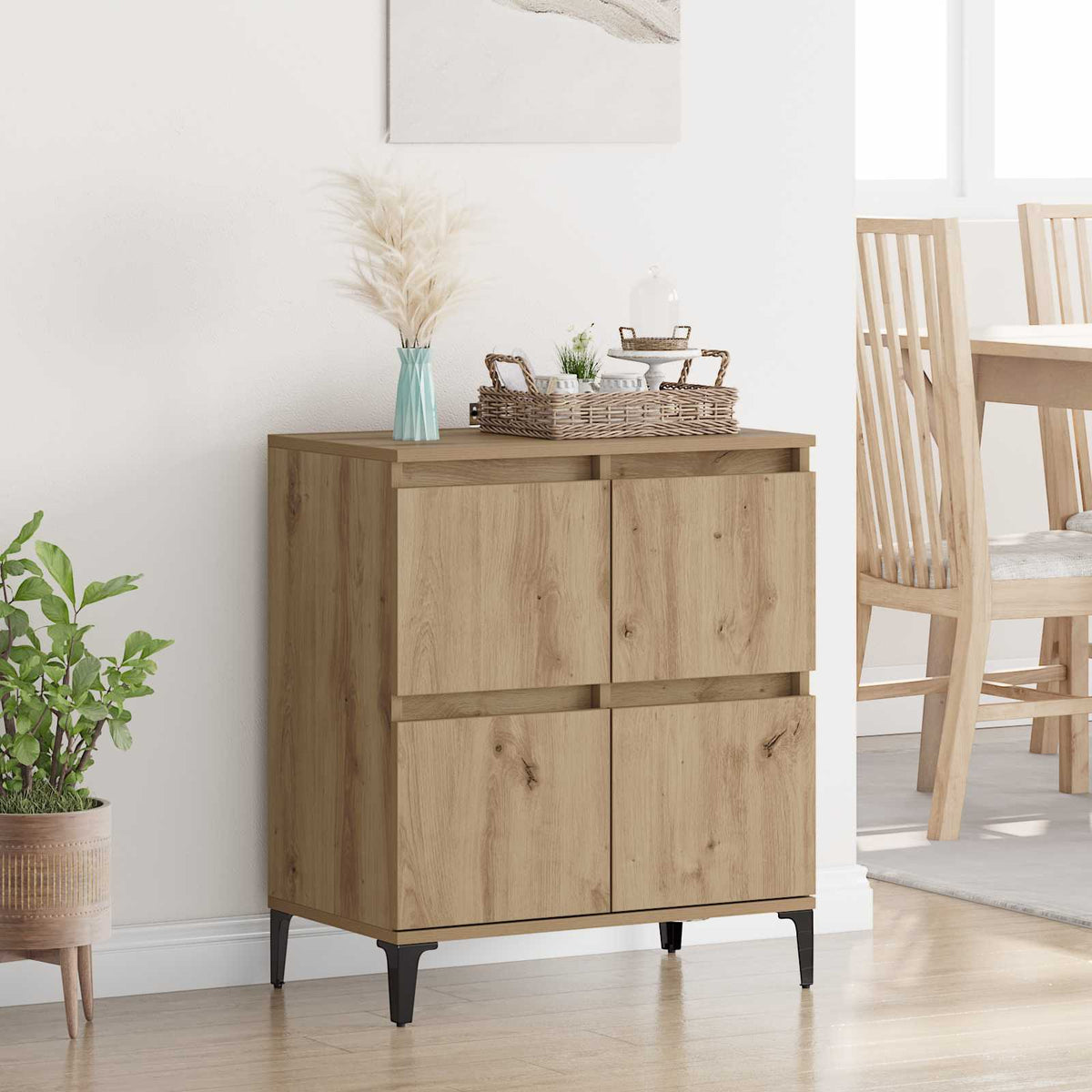 Vidaxl dressoir artisan eiken 60 x 35 x 70 cm gemonteerd hout en ijzer