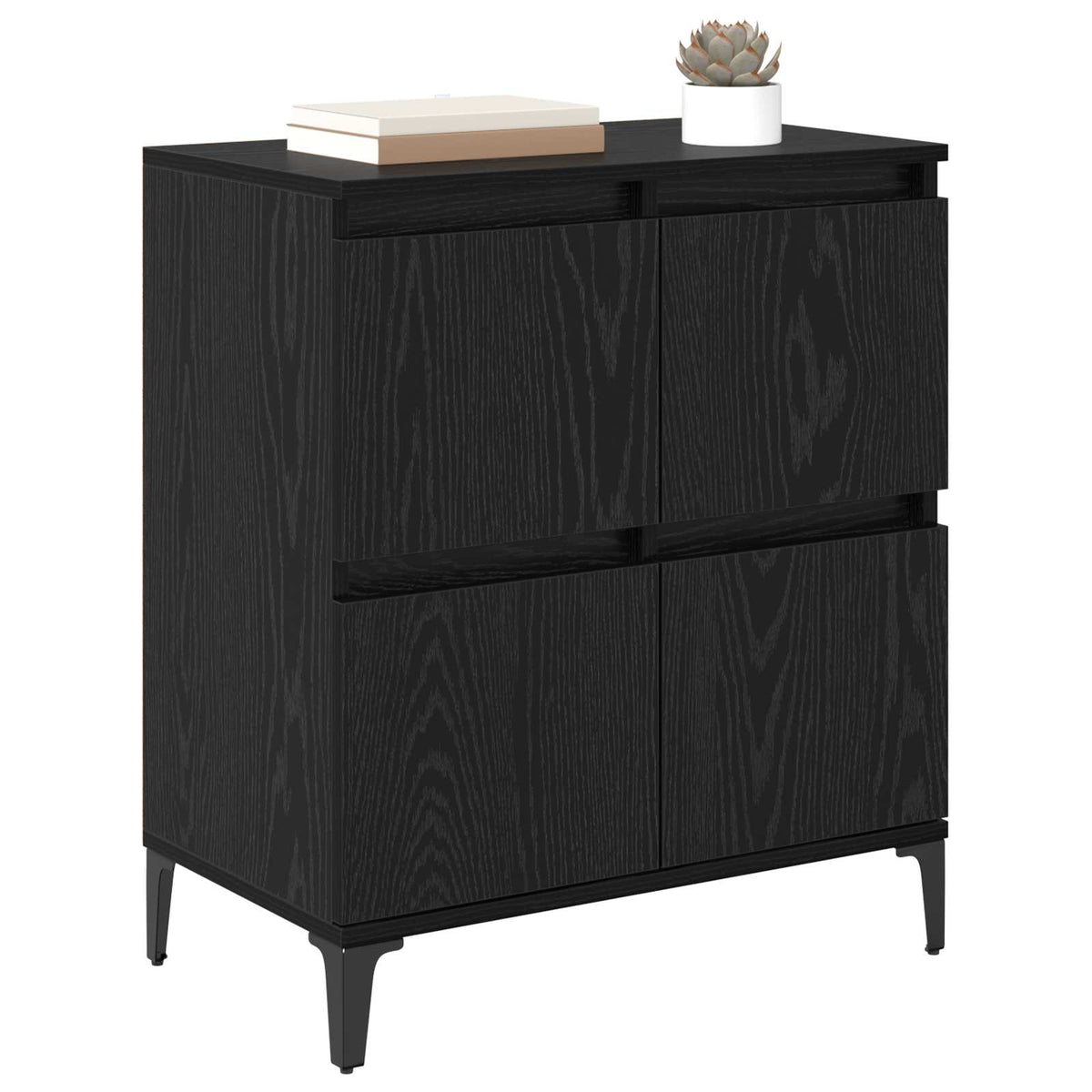 Vidaxl dressoir zwart eiken 60 x 35 x 70 cm gemonteerd hout en ijzer