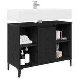 Vidaxl wastafelkast met plank met opslag zwart eiken 80 x 33 x 60 cm