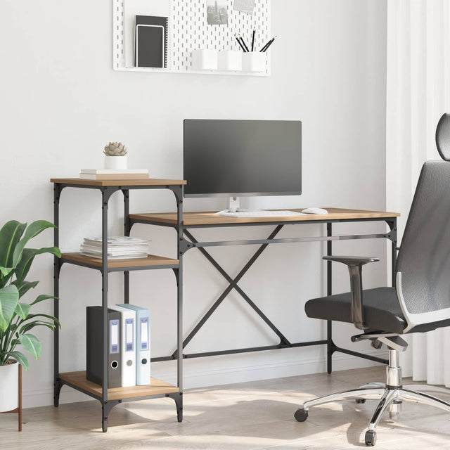 Vidaxl bureau artisan eiken bewerkt hout 135 x 50 x 90 cm