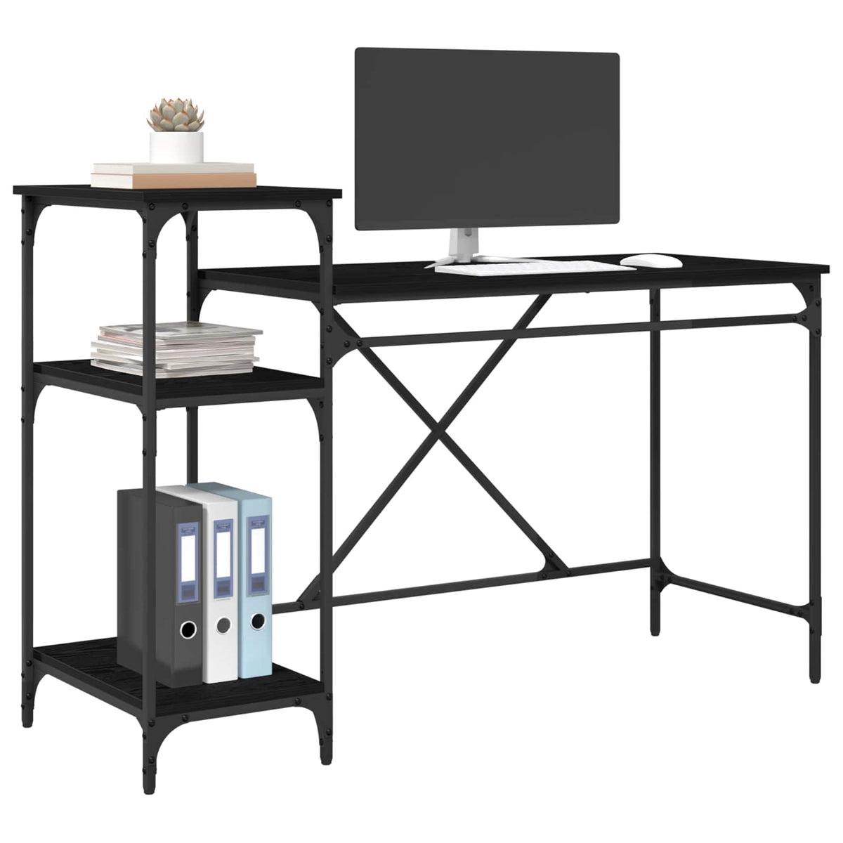 Vidaxl bureau zwart eiken bewerkt hout 135 x 50 x 90 cm
