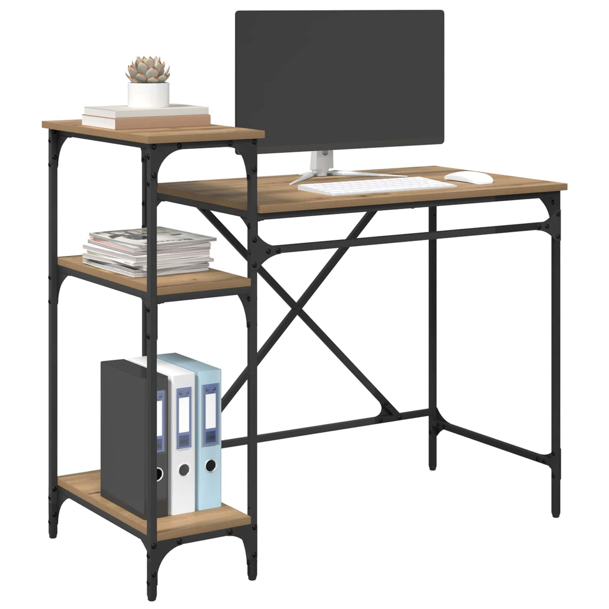 Vidaxl bureau artisan eiken bewerkt hout 105 x 50 x 90 cm