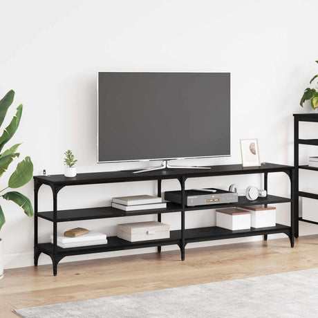 Vidaxl tv-kast 160 x 30 x 50 cm zwart eiken gemonteerd hout en ijzer