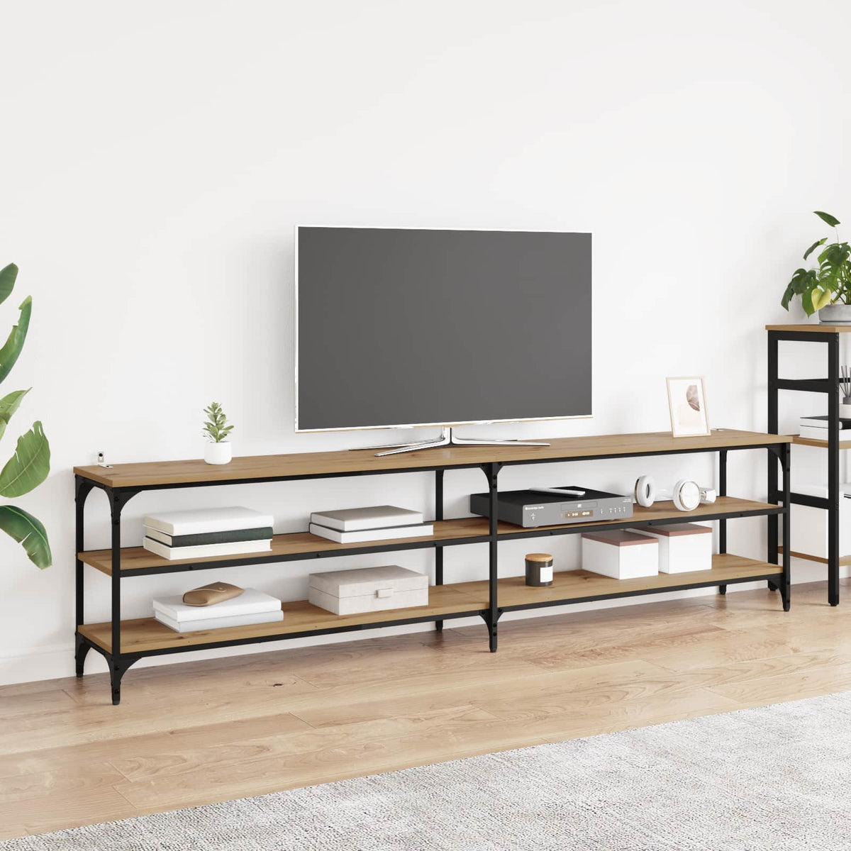 Vidaxl tv-kast 200 x 30 x 50 cm artisan eiken gemonteerd hout en ijzer
