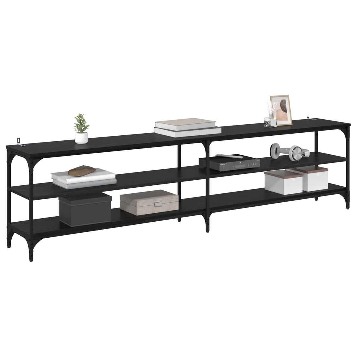 Vidaxl tv-kast 200 x 30 x 50 cm zwart eiken gemonteerd hout en ijzer
