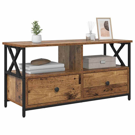 Vidaxl tv-kast oud hout 90 x 33 x 45 cm engineered hout en staal