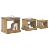 Vidaxl salontafel 3 st artisan eiken 48 x 45 x 45 cm bewerkt hout