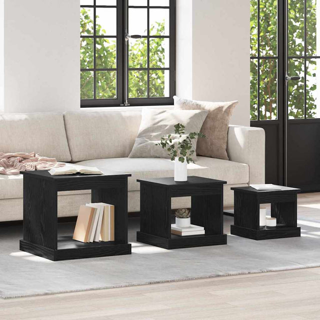 Vidaxl salontafel 3 st zwart eiken 48 x 45 x 45 cm bewerkt hout