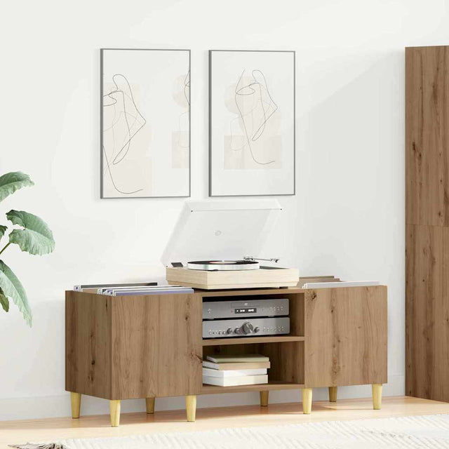 Vidaxl platenkast 121 x 38 x 48 cm bewerkt hout artisan eiken