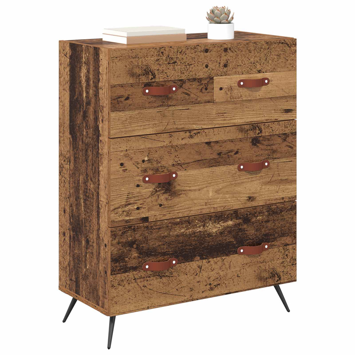 Vidaxl ladekast met lade oudhout 69,5 x 34 x 90 cm geconstrueerd hout
