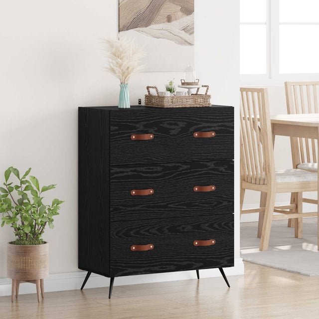 Vidaxl ladekast zwarte eik 69,5 x 34 x 90 cm geconstrueerd hout
