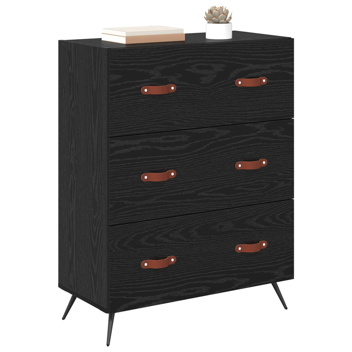 Vidaxl ladekast zwarte eik 69,5 x 34 x 90 cm geconstrueerd hout
